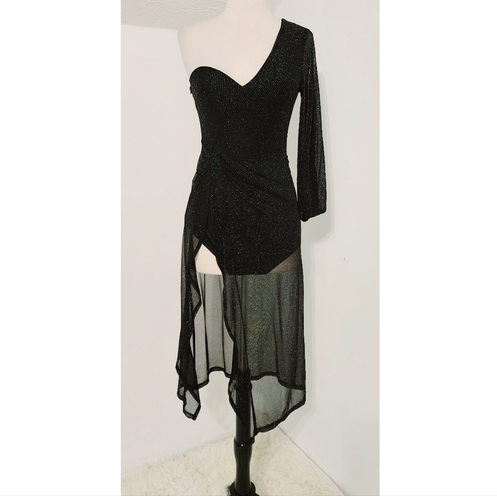 CBR Sheer One Shoulder Bodysuit Dress